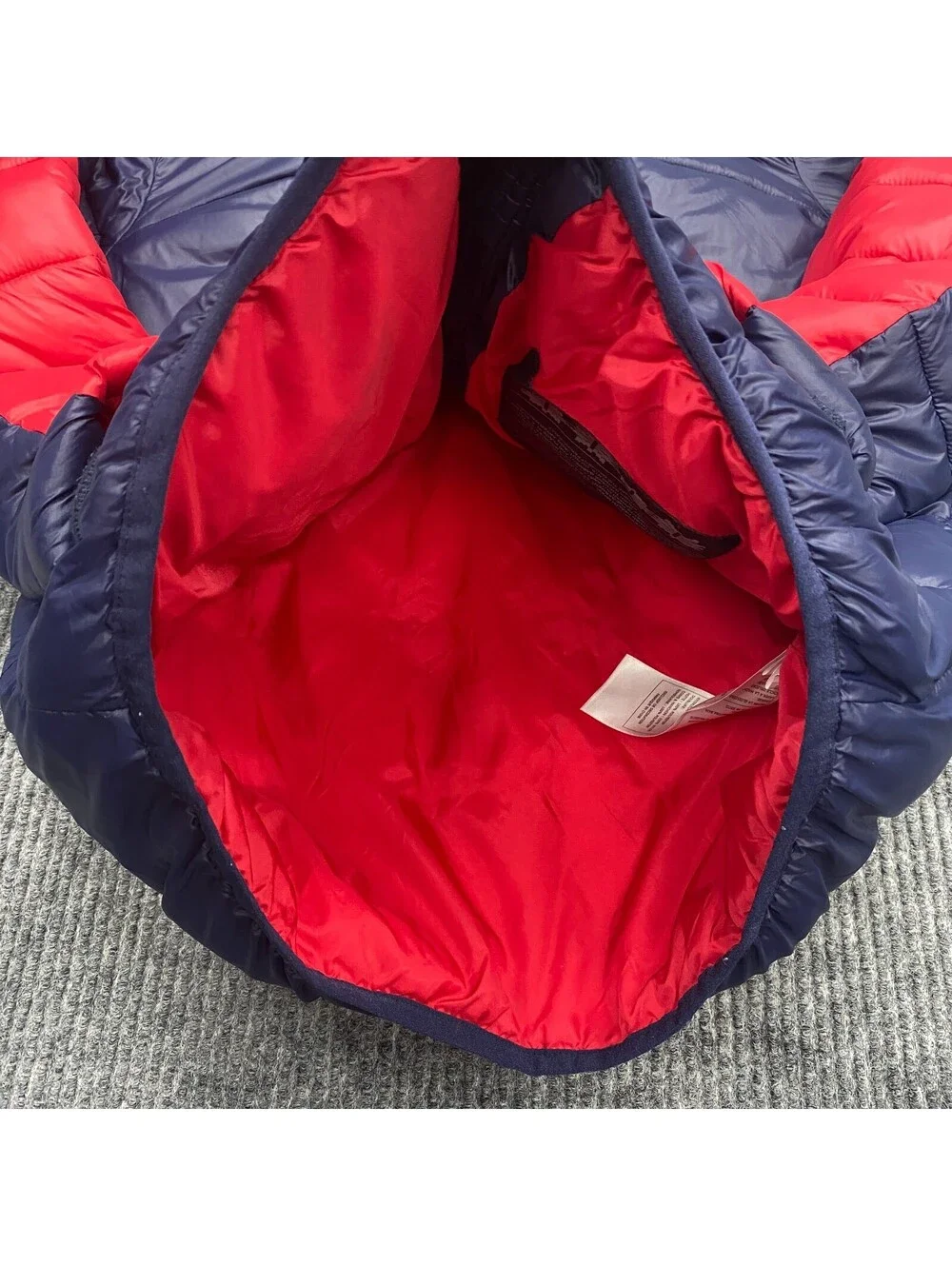 Diesel Full Zip Snap Puffer Jacket Youth Size 14 Blue Red Colorblock Nylon Shell